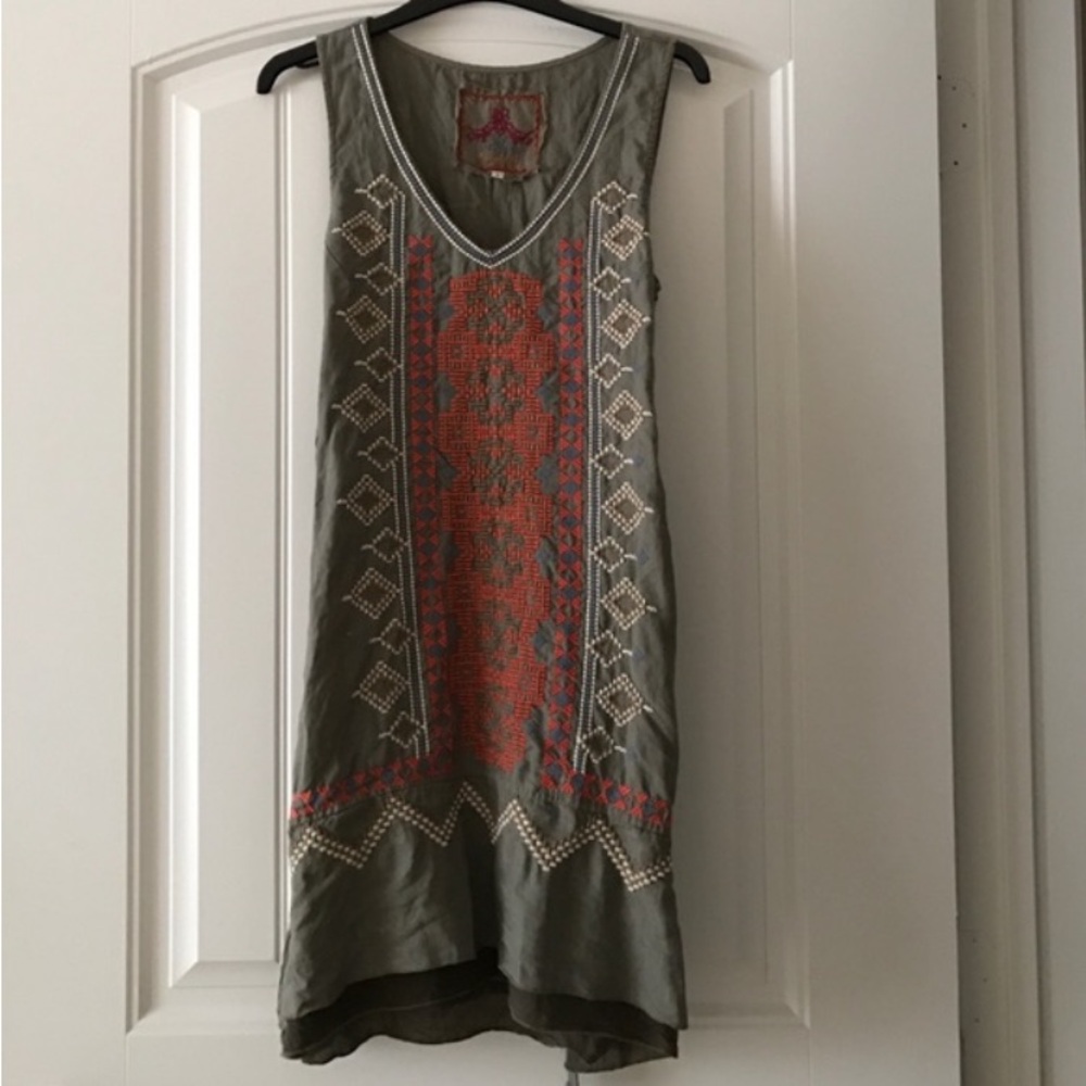 Johnny Was Olive Embroidered Dress